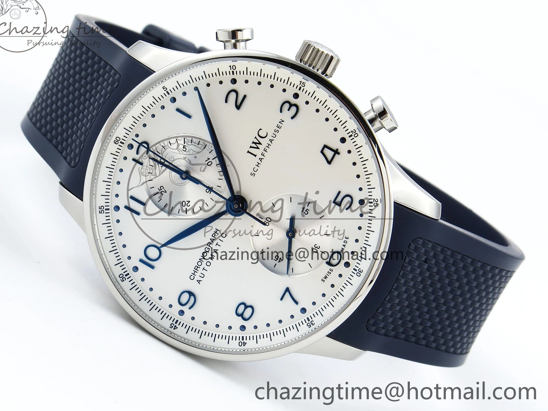 MIROTIME 0211 Casual Portuguese Chrono IW3716 Z+F 1:1 Best Edition White Dial on Blue Rubber Strap A 7016